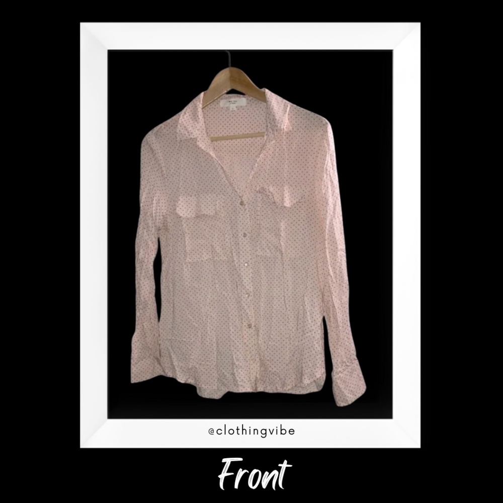 L | Black Pokadot Button Top